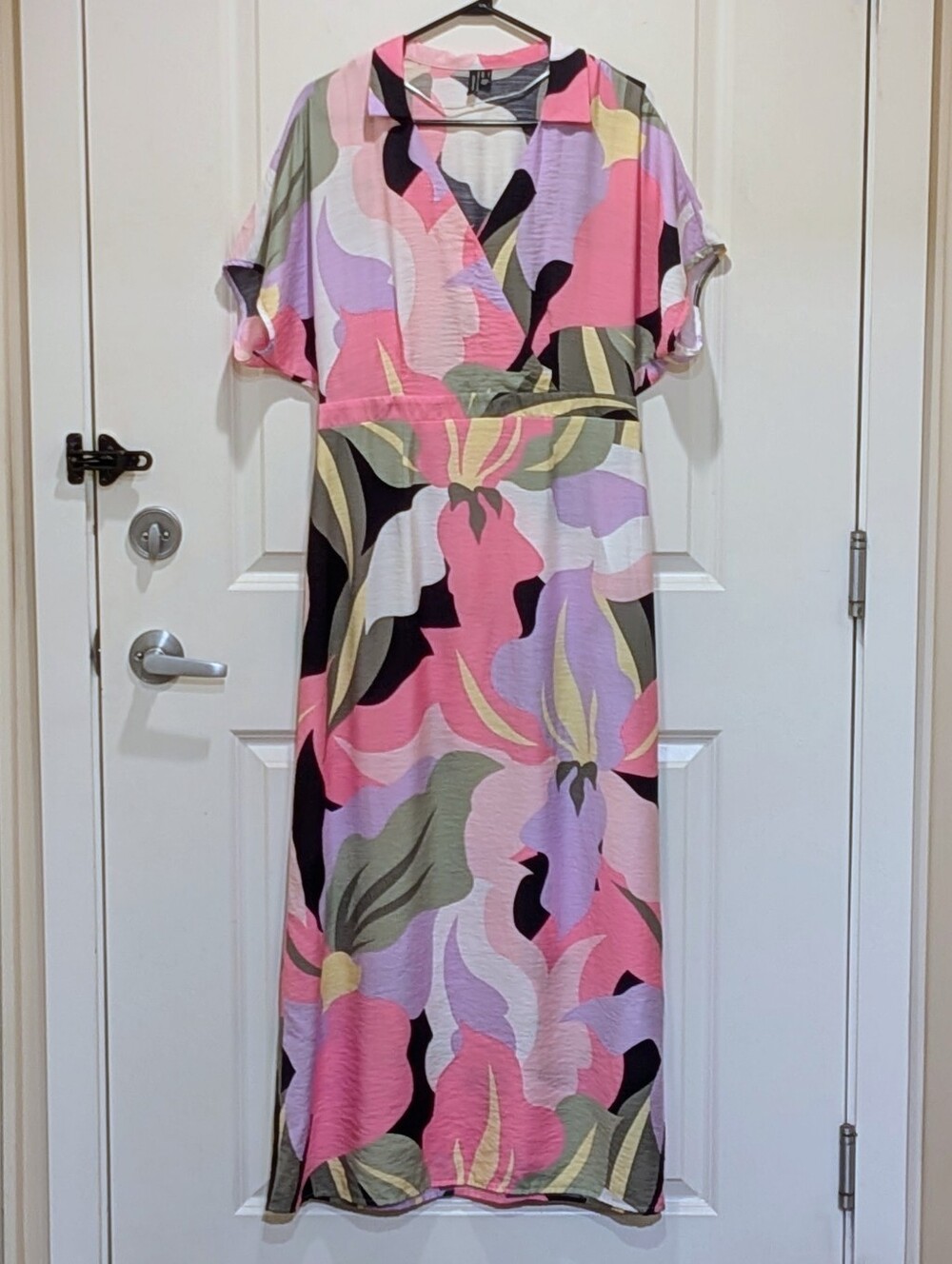 EUC Vero Moda L Cia Short Sleeve Retro 70s Floral Pattern Calf Dress
